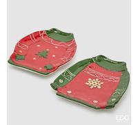 EDG Enzo De Gasperi Vassoio Maglione di Natale Ass. H 3 Cm L 29 Cm L 24 Cm Green Red 1 Pz