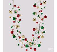 EDG Festone Palle Mix 100 Sfere Rosso Verde Oro 180 cm