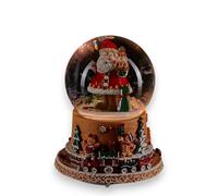 EDG Sfera d Acqua con Babbo Natale e Trenino LED 16 cm Verde Rosso