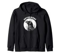 Edgar Allan Poe Nevermore Corvo Cimitero Arte Gotica Felpa con Cappuccio