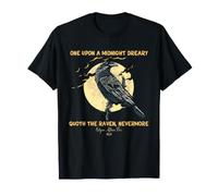 Edgar Allan Poe Raven Nevermore 1845 Arte Gotica sulla Luna Maglietta