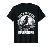Edgar Allan Poe Raven Nevermore Emblema libroso Gotico Maglietta