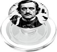 Edgar Allen Poe circondato da corvi volanti PopSockets PopGrip per MagSafe