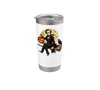 Edgar Allen Poe Jack O Lantern Pumpkin Full Moon - Scopa Bicchiere termico in acciaio inox doppia parete