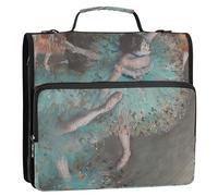 Edgar Degas - Raccoglitore a 3 anelli con 3 anelli da 3,8 cm, con cerniera, organizer per la scuola, con tracolla e custodia