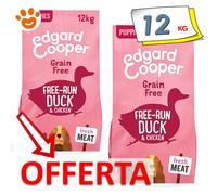 Edgard Cooper Dog Puppy con Anatra e Pollo Cibo Secco Cani 2,5/ 7/ 12 Kg
