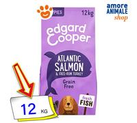 Edgard & Cooper Puppy Salmone e Tacchino con Piselli, Pera, Zucca, Mela, Barbabietola e Mirtillo da 12 Kg