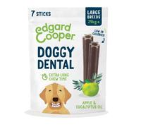 Edgard & Cooper Snack per Cane Stick Dentali Naturale 7 Bastoncini da Masticare, igiene dentale, tempo di masticazione lungo, alito fresco (Mela e Eucalipto, Grande)