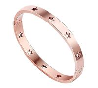 Edgda Bracciale ovale in acciaio inossidabile con motivo a stella cava, Acciaio inossidabile, Nessuna pietra preziosa