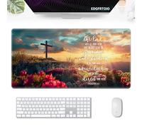 EDGFRTOIO - Tappetino per mouse da gioco, 80 x 40 cm, XXL, per computer portatile, con base in gomma antiscivolo e bordo cucito, per casa, ufficio, lavoro, citazione Trust in The Lord