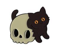 Edgy Black Cats Skull Spilla Con Gatti Edgy Pin Gioielli Per Il Miglioramento Dell'abbigliamento Quotidiano Lega Gotico Dist, Misura unica, come descritto