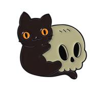 Edgy Black Cats Skull Spilla Con Gatti Edgy Pin Gioielli Per Il Miglioramento Dell'abbigliamento Quotidiano Lega Gotico Dist, Misura unica, come descritto