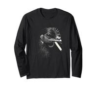 Edgy Farmyard Pollo Fumo Icona Stile Urbano Maglia a Manica