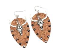 Edgy Oxhead Orecchini a forma di testa di bue con dettagli in pelle PU lega metallo leggero accessorio gotico donna orecchini leggeri comfort per pelli sensibili, Misura unica, come descritto, come