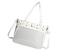 Edgy Punk Styles Clear Crossbody Bag Grande Capacità PU Spalla Moda Borsa Casual Per Le Donne Night Out Spaziosi Pendolari, Beige, One Size