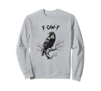 Edgy Raven on Branch F-CAW-F Testo Gotico Corvo Uccello Opera d'Arte Felpa