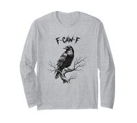 Edgy Raven on Branch F-CAW-F Testo Gotico Corvo Uccello Opera d'Arte Maglia a Manica
