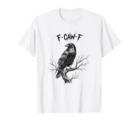 Edgy Raven on Branch F-CAW-F Testo Gotico Corvo Uccello Opera d'Arte Maglietta