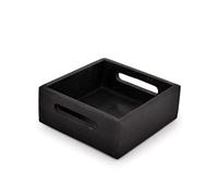 EDHAS Portatovaglioli in legno di mango nero per tavolo, cena, quadrato, porta tovaglioli da cocktail, cestino per bar e feste (19,1 x 19,1 x 7 cm)
