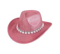 Edhomenn Cappello da cowboy da donna con strass, cappello da cowgirl occidentale, con nappa, decorazione per feste di nozze, accessori per costume da cowboy (20 rosa, taglia unica)
