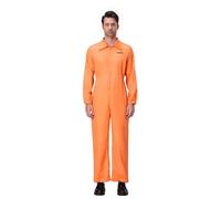 Edhomenn Costume da prigioniera per Halloween, con stampa di lettere sul retro, a maniche lunghe, tuta da prigione, per feste e giochi di ruolo (05, da uomo, taglia S)