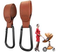 Edibaby, Ganci Passeggino, in Pelle, 2 Unità, Universale, Moschettoni per Carrozzina, per Borsa Passeggino, Zaini, etc (Marrone)
