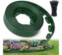 Ediesi, Bordura per giardino 10 m flessibile, bordo aiuole plastica resistente 5 mm, bordatura giardino per prato vialetti, installazione facile con 30 picchetti (Verde, 10 metri)