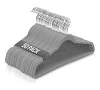 Ediesi, Grucce Appendiabiti in Velluto, 50 pezzi, grigio, antiscivolo, morbido, sottile, per pantaloni, camicia, gonna, abiti (50 unità, grigio senza corbatterio)