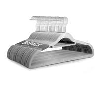 Ediesi, Grucce Appendiabiti in Velluto, 50 pezzi, grigio, con corbatterio, antiscivolo, morbido, sottile, per pantaloni, camicia, gonna, abiti (50 unità, grigio con corbatterio)