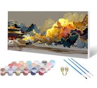 Edifici Antichi Dipingere con i Numeri Adulti, Paesaggio Paint by Numbers, Quadri da Dipingere Numerati DIY Hobby Creativi Adulti con 3 Pennelli e Colori Acrilici, Decorazioni Casa 40 x 80 cm -ls0612