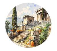 Edifici storici antichi Tappeti rotondi - Cipresso Fiori di campo Tappeto lavabile Tappetino morbido a pelo corto per camera da letto Soggiorno Sala da pranzo 60cm