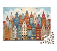 Edifici Storici Colorati Puzzle 1000 Pezzi Carta per Adulti Scenario da Favola Set Puzzle 1000 Pezzi Relax Arredo Regalo 52x38cm/1000pcs