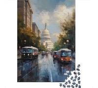 Edificio a Cupola Strada Cittadina Puzzle per Adulti Puzzle 1000 Pezzi Scena Piovosa Puzzle per Famiglia Relax Decorazione Casa Regalo 70x50cm/1000pcs