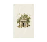 Edificio antico con ramo di ulivo romano e stampa greca bandiera leggera decorazione bandiere stagionali per interni ed esterni esposizione patio prato giardino