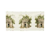 Edificio antico con ramo di ulivo romano e stampa greca versatile festa striscione decorazioni per eventi, Ringraziamento, feste di compleanno altro