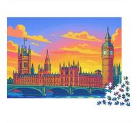 Edificio del Parlamento Puzzle 1000 Pezzi Gioco di Puzzle 1000 Pezzi Carta per Adulti Scena del Tramonto Colorata Relax Famiglia Decorazione Regalo 52x38cm/1000pcs