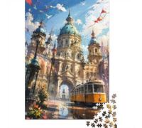 Edificio Tram Cielo Puzzle, 1000 Pz Gioco Interno Adulto | 38x26cm Cartone, Esercizio Mentale, Regalo Amico, Accento Salone, Miglioramento Concentrazione
