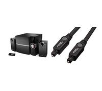 Edifier C2XD Sistema di altoparlanti 2.1 nero 53W & Amazon Basics Cavo audio ottico digitale Toslink, 3 m