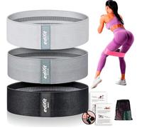 Edifit, Elastici Fitness, con 3 Livelli di Resistenza, Fitness, Elastici Antiscivolo, Confezione da 3, per Palestra, Yoga, Crossfit, Pilates o Esercizi a Casa (Nero, grigio e grigio chiaro)