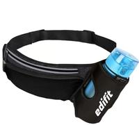 Edifit, Marsupio Running, Uomo Donna, Da Corsa, Accesori, con Porta Bottiglie, Impermeabile, con Chiusura a zip, Cinturino Regolabile e Riflettente (Nero)