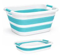 Edihome, Bacinella Pieghevole 26 L - Bacinella Bucato e Organizer Lavanderia Compatta - Cesto Portabiancheria Salvaspazio per Casa e Lavanderia (Turchese)