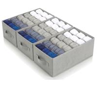 edihome, Organizer Armadio con Divisori per Cassetti, Contenitori Salvaspazio per Vestiti e Jeans, Organizzatore Pieghevole per Magliette e Biancheria (Pack 3 unità - 6 Divisori - Grigio chiaro)
