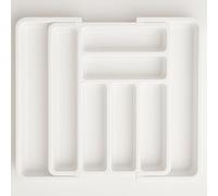 edihome, Portaposate da Cassetto, Porta Posate Espandibile, Regolabile, con 6-8 Scomparti, senza BPA, per Utensili da Cucina (Bianco)