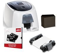 EVOLIS - Stampante Edikio Access per Cartellini Prezzo Kit Completo con 100 Carte e Nastro Monocromatico Bianco da 500 Stampe - SPEDIZIONE GRATUITA