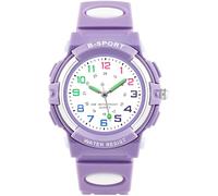 Edillas Orologio analogico per bambini, impermeabile 3 ATM, resistente agli urti, lancette luminose, cinturino in TPU per ragazzi e ragazze, 5-16 anni, per la scuola all'aria aperta (viola)