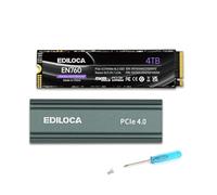Ediloca EN760 SSD con dissipatore di calore 4TB PCIe Gen4, NVMe M.2 2280, 3D NAND QLC, fino a 5000 MB/s, disco a stato solido interno, cache SLC dinamica, compatibile con PS5 e PC