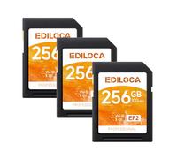 Ediloca Scheda SD da 256GB EF2, 3 Pack,fino a 100MB/s in Lettura, UHS-I, C10, U3, V30, video Full HD e 4K, scheda di memoria, scheda SD per fotocamera, indispensabile per fotografi professionisti