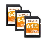 Ediloca Scheda SD da 64GB EF2, 3 Pack,fino a 100MB/s in Lettura, UHS-I, C10, U3, V30, video Full HD e 4K, scheda di memoria, scheda SD per fotocamera, indispensabile per fotografi professionisti