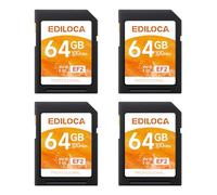 Ediloca Scheda SD da 64GB EF2, 4 Pack,fino a 100MB/s in Lettura, UHS-I, C10, U3, V30, video Full HD e 4K, scheda di memoria, scheda SD per fotocamera, indispensabile per fotografi professionisti