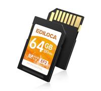 Ediloca Scheda SD da 64GB EF2, fino a 100MB/s in Lettura, UHS-I, C10, U3, V30, video Full HD e 4K, scheda di memoria, scheda SD per fotocamera, indispensabile per fotografi professionisti